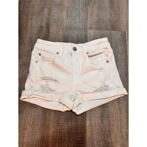 American Eagle Hi-Rise Shortie White Distressed Shorts Ne(x)t Level Stretch 2